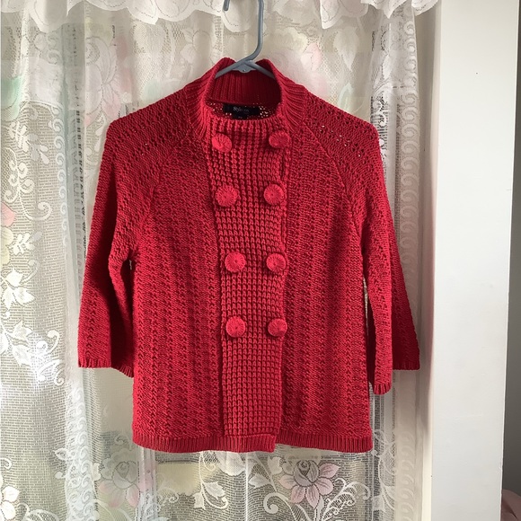Style & Co Beautiful 🌹NWT Red Snap Button Sweater. - Picture 2 of 14